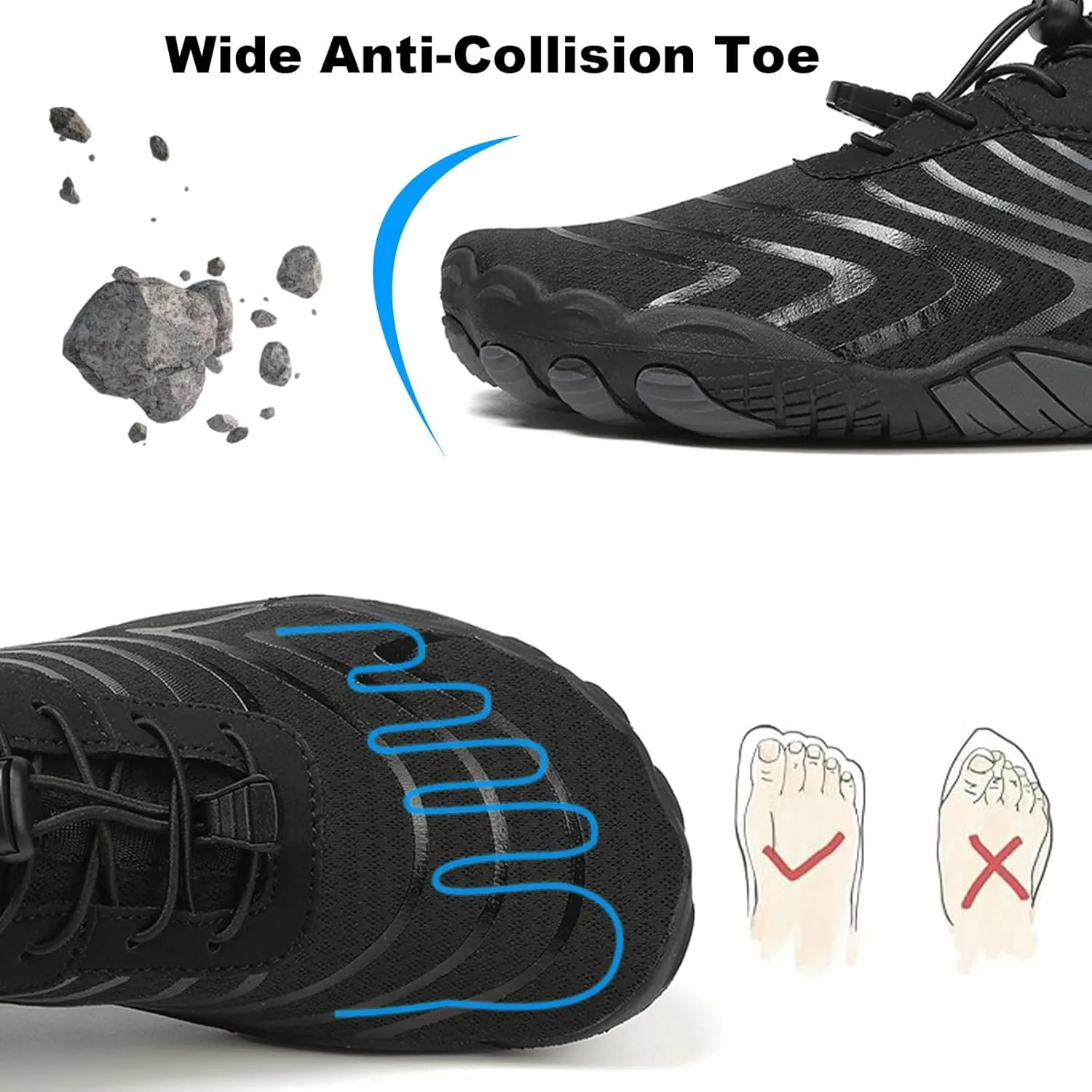 Hike Barefoot Shoes Women Men Pro Barefoot Shoes Healthy & Non-Slip Lightweight Breathable Sneakers Unisex Quick Dry Zero Drop Trail Running Shoe with Wide Toe Box Sneakers