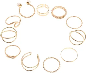Homoyoyo 10Pcs Adjustable Pearl Ring for Women Chic Open Cuff Knuckle Rings Stylish Hand Jewelry for Parties and Everyday Wear