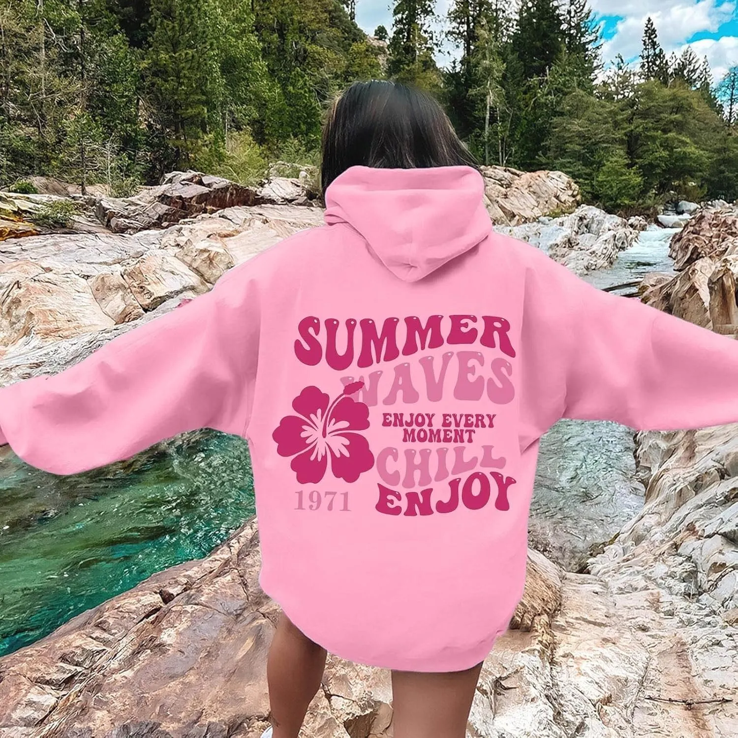 Hoodies for Women Plus Size Casual Long Sleeve Sweatshirts Drawstring Tops Loose Print Pullovers with Pocket