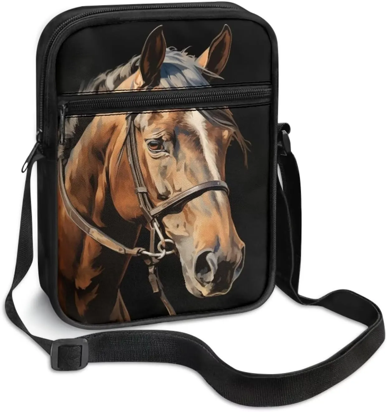 Horse Print Small Messenger Bag Waterproof Crossbody Shoulder Bags for Women Men