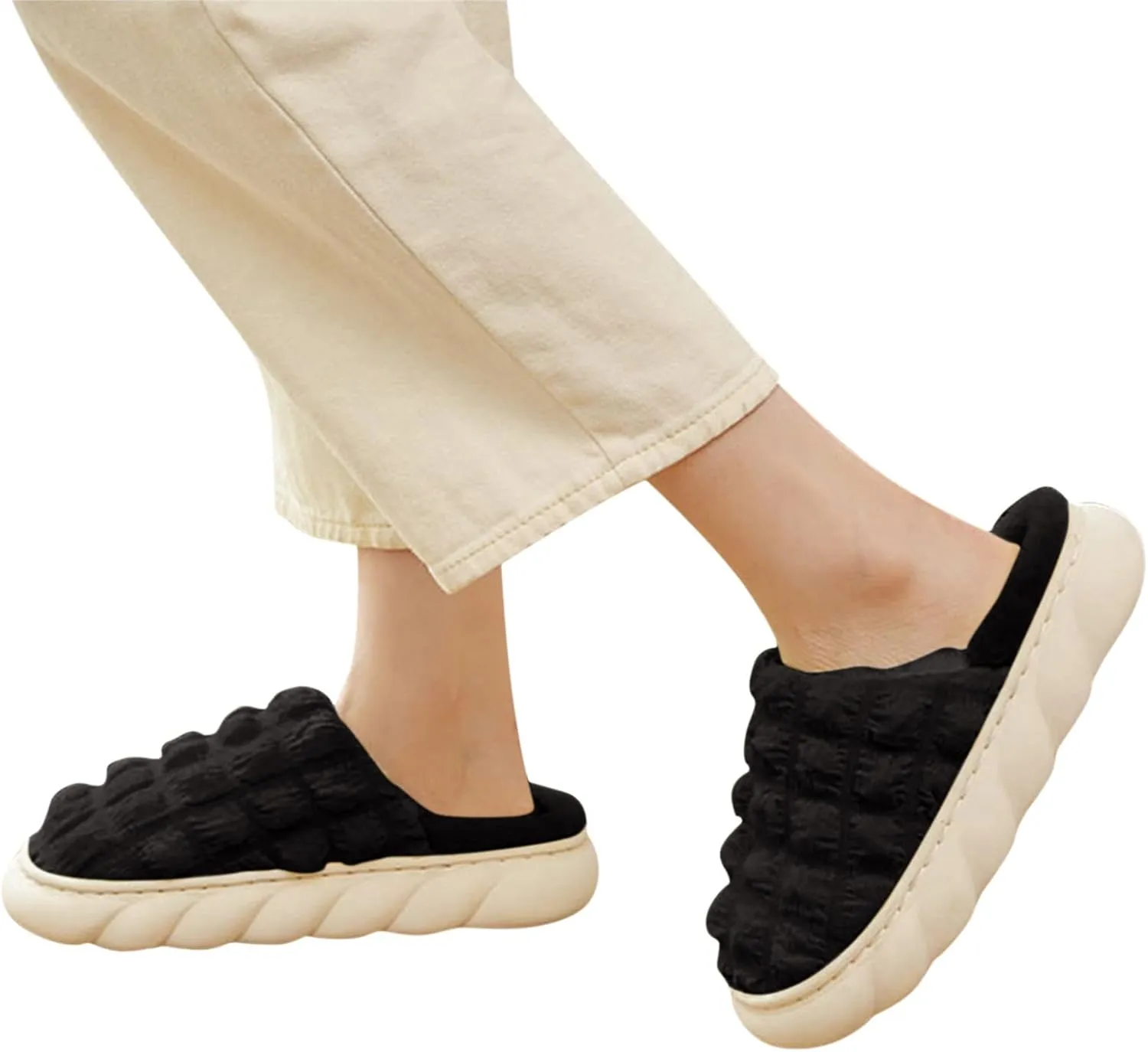 House Shoes for Women Slippers Non Slip Mens Winter House Shoes Non Slip Slippers Womens Black Fluffy Slippers Closed Reindeer Christmas Decoration Gifts for Him 2023