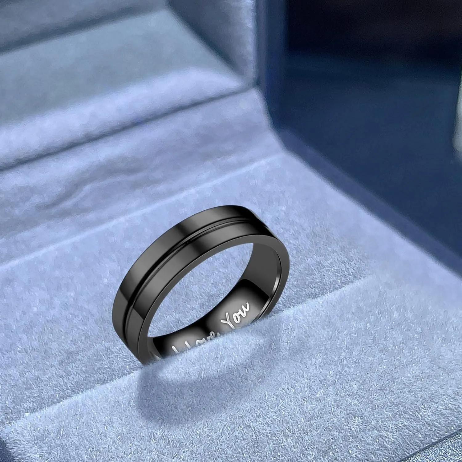 I Love You Promise Rings for Couples Hand in Hand Statement Ring Stainless Steel Wedding Engagement Bands for Women