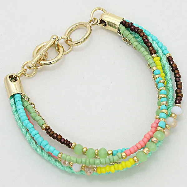 iLLASPARKZ Boho Braided Multi Seed Bead Toggle Bracelet