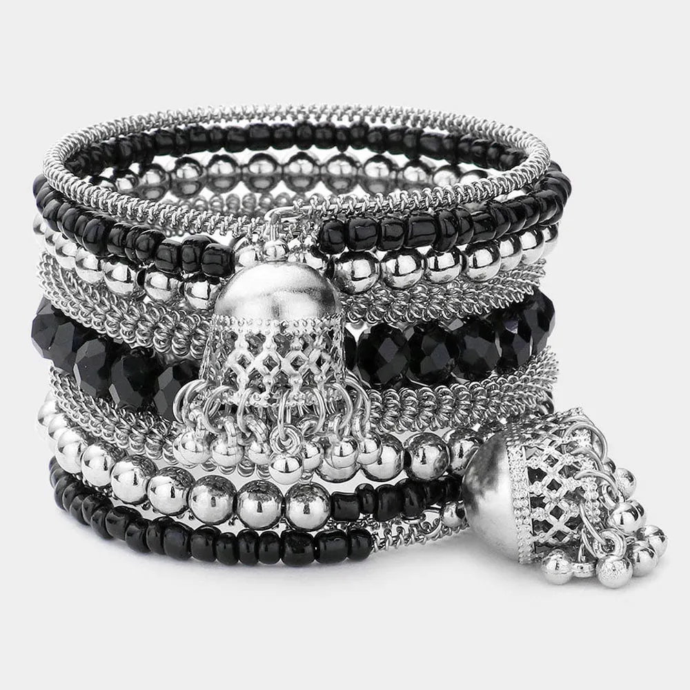 iLLASPARKZ Boho Metal Faceted Beaded Coil Bracelet