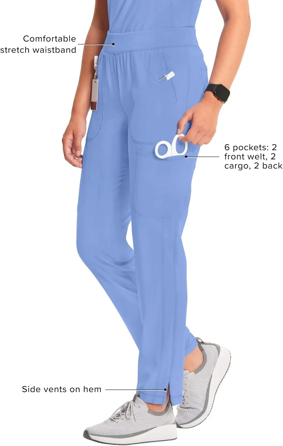 Infinity Cherokee Women's Scrub Pant Mid Rise Tapered Leg Pull-on Bottom with Moisture Wicking & 360 Stretch Fabric CK065A