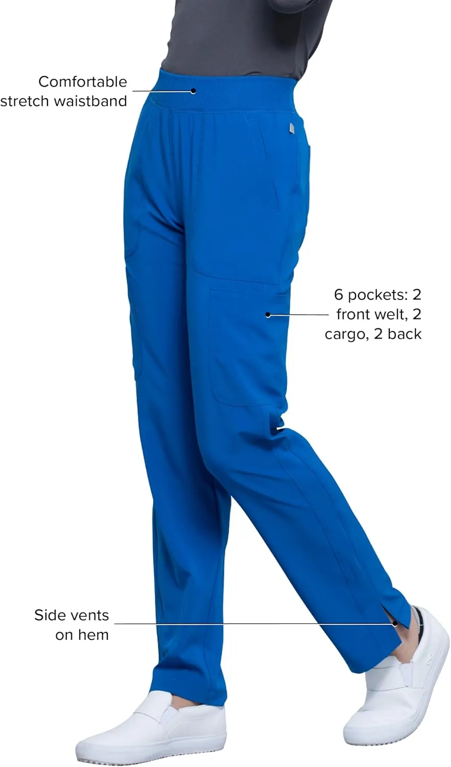 Infinity Cherokee Women's Scrub Pant Mid Rise Tapered Leg Pull-on Bottom with Moisture Wicking & 360 Stretch Fabric CK065A