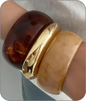 Irregular Square Acrylic Chunky Bangle Bracelets for Women Punk Resin Cuff Bangle Bracelet Set Fashion Colorful Large Statement Bracelets