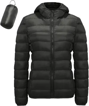 Jackets for Women Lightweight Packable Slim Fit Puffer Jacket Casual Hooded Warm Winter Quilted Down Jacket with Hood