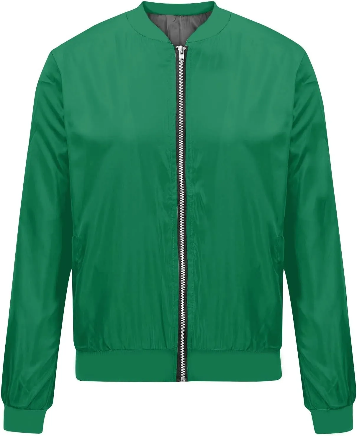Jackets for Women Lightweight Zip Up Bomber Jacket with Pockets Stand Collar Windproof Outwear Fashion Fall Coat