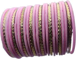 JAWSHEE Velvet Bangles Golden Set, 2 Dozen Glass Velvet Bangles, Matte Color With Velvet Layer For Added Beauty and Durability, Beautiful Women's Bangle Bracelets, Indian Bangles Jewelry Sets For Women