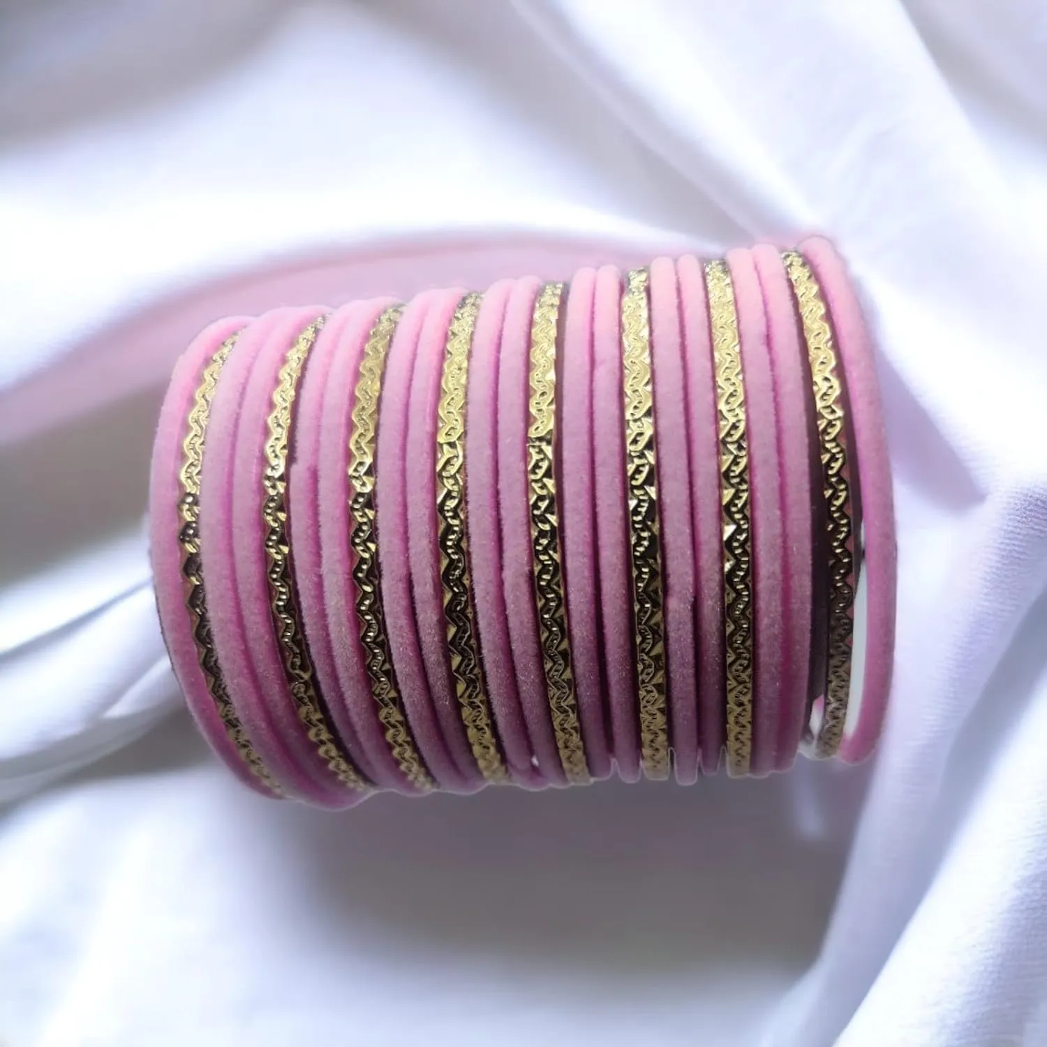 JAWSHEE Velvet Bangles Golden Set, 2 Dozen Glass Velvet Bangles, Matte Color With Velvet Layer For Added Beauty and Durability, Beautiful Women's Bangle Bracelets, Indian Bangles Jewelry Sets For Women