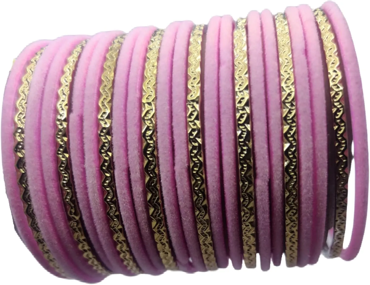 JAWSHEE Velvet Bangles Golden Set, 2 Dozen Glass Velvet Bangles, Matte Color With Velvet Layer For Added Beauty and Durability, Beautiful Women's Bangle Bracelets, Indian Bangles Jewelry Sets For Women