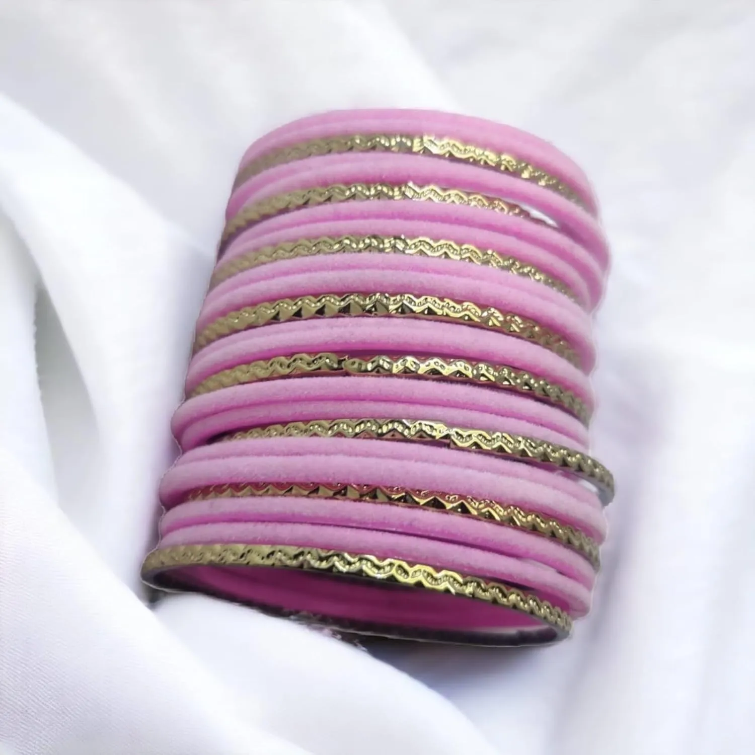 JAWSHEE Velvet Bangles Golden Set, 2 Dozen Glass Velvet Bangles, Matte Color With Velvet Layer For Added Beauty and Durability, Beautiful Women's Bangle Bracelets, Indian Bangles Jewelry Sets For Women
