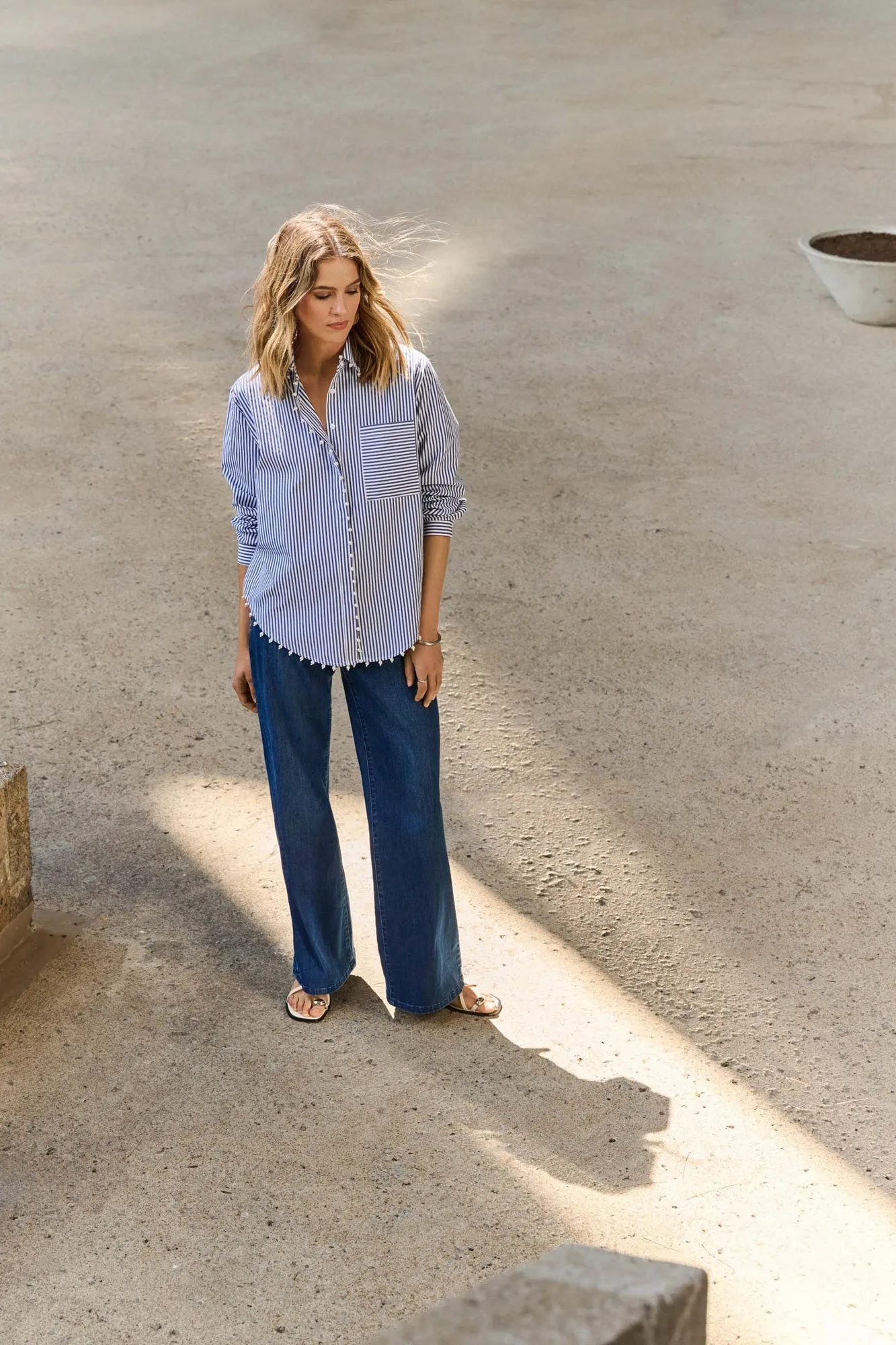 Joseph Ribkoff High Waist Wide Leg Denim Blue Jeans
