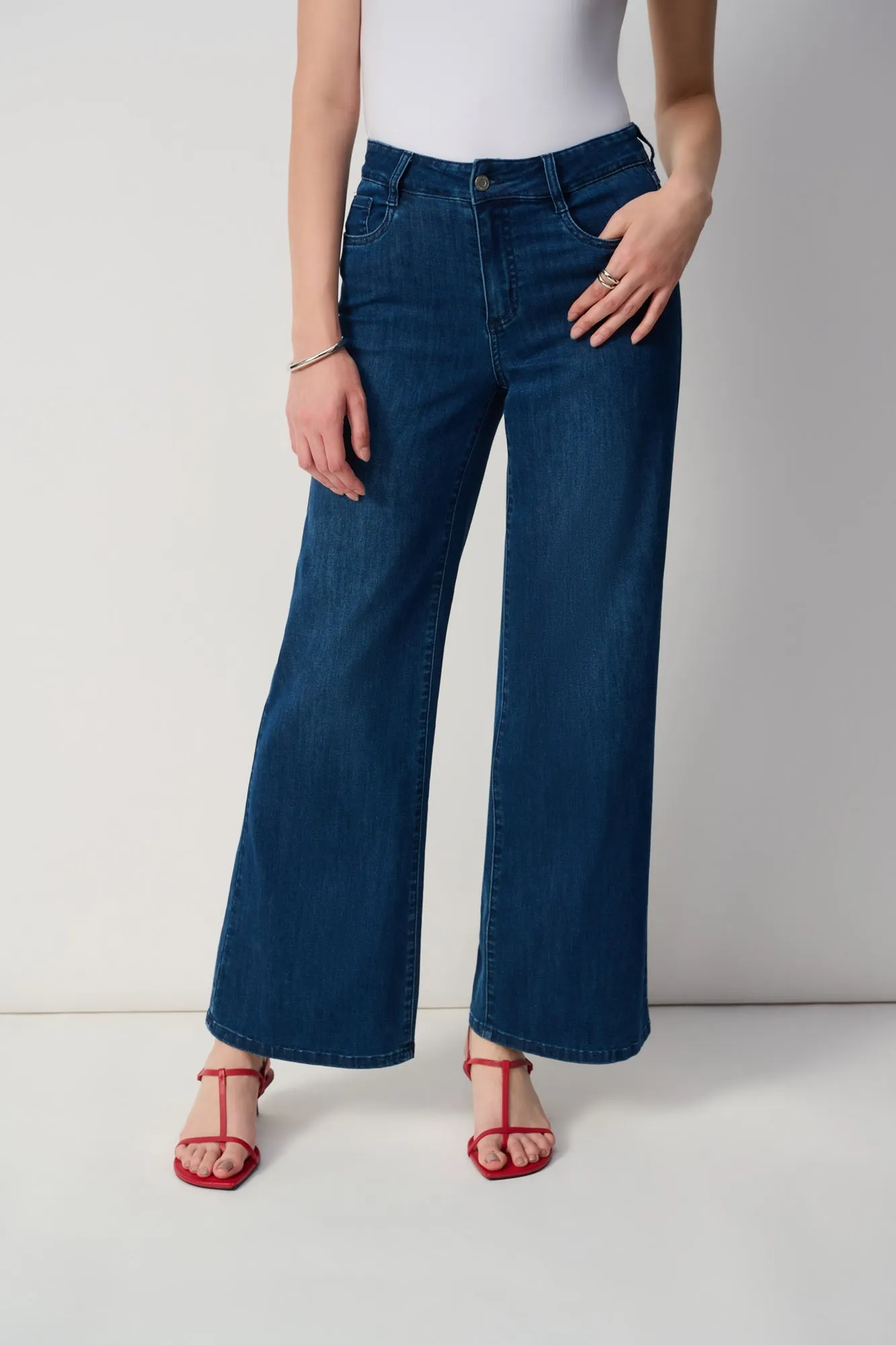 Joseph Ribkoff High Waist Wide Leg Denim Blue Jeans