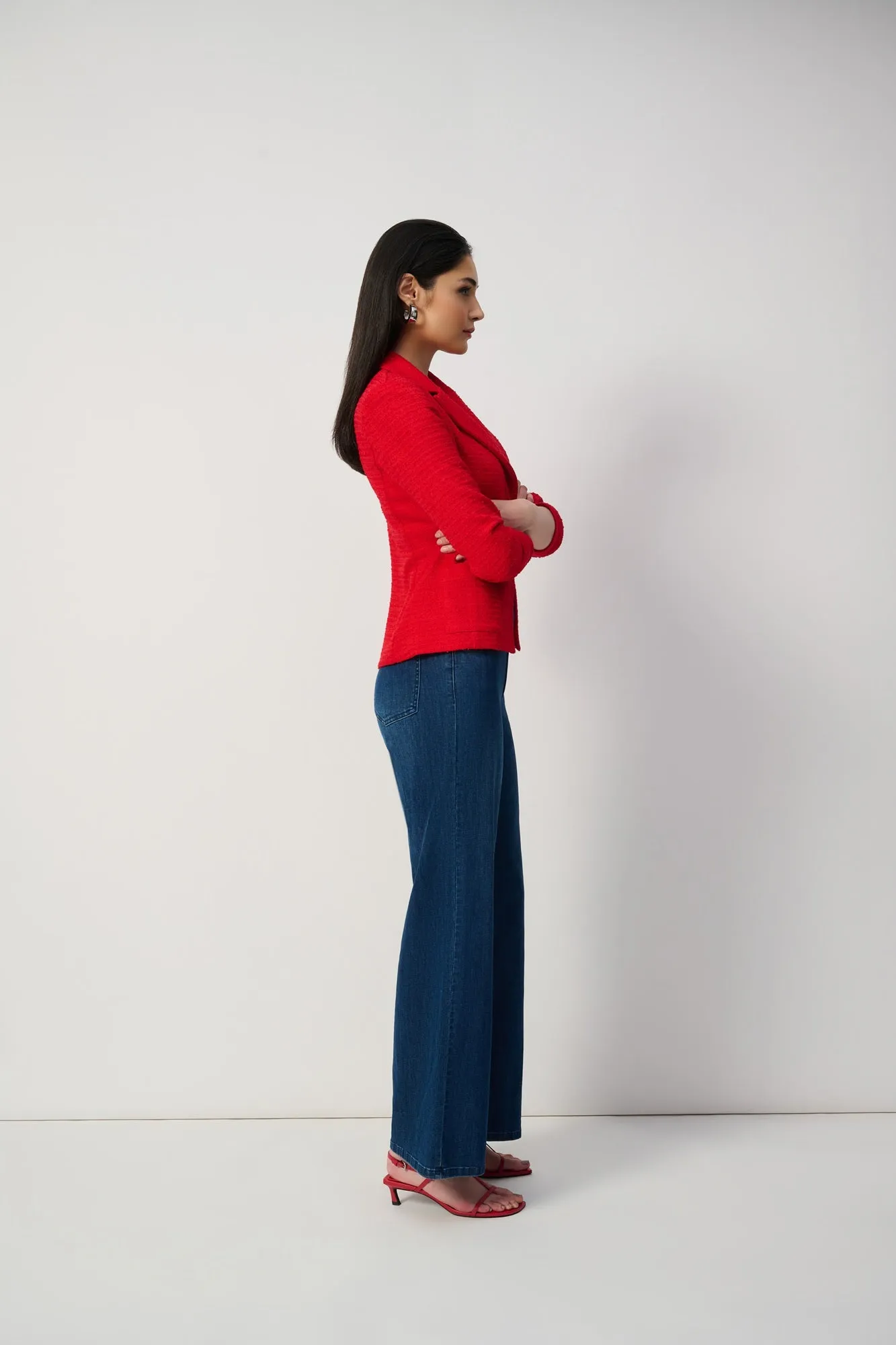 Joseph Ribkoff High Waist Wide Leg Denim Blue Jeans