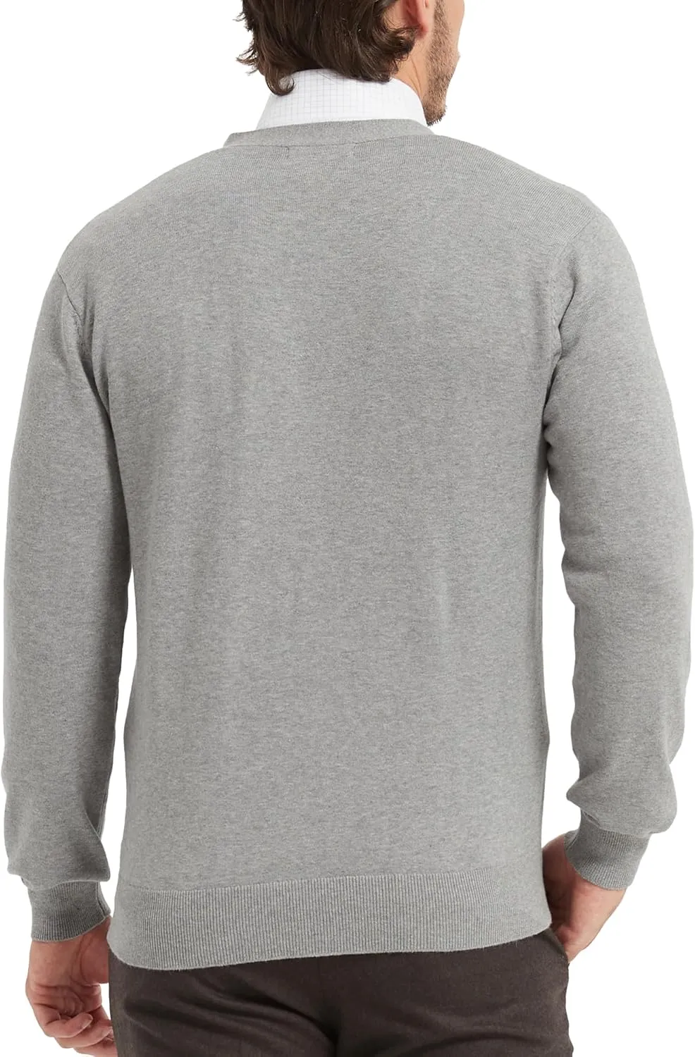Kallspin Mens Pure Cotton Cardigan Sweater V-Neck Button Down Cardigan Lightweight Knitwear with Pockets