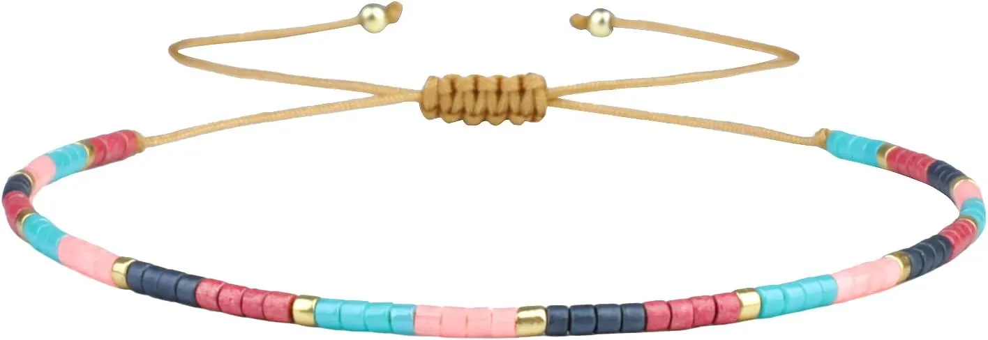 KELITCH Bohemian Womens Bracelets Colorful Miyuki Beaded Friendship Bracelets Adjustable Bracelets