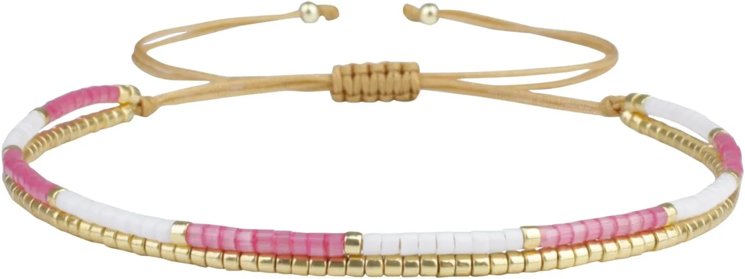 KELITCH Classic 2 Strand Bracelets Friendship Colorful Beaded Bracelets Women Charm Bracelets