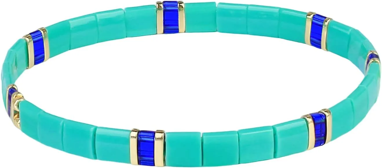KELITCH Classic Tila Beaded Bracelets Friendship Stretch Bracelets Stackable Women Beach Bracelets