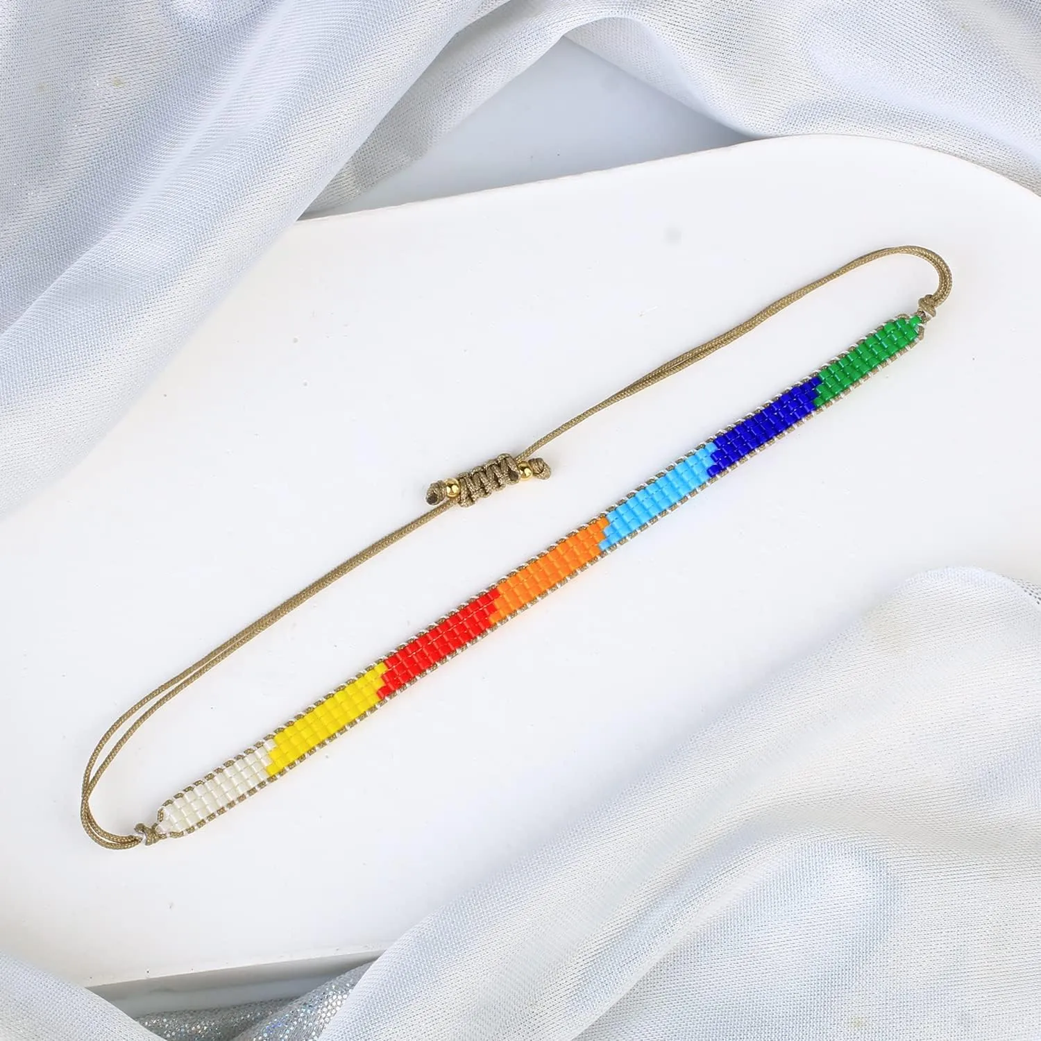 KELITCH Colorful Miyuki Beaded Bracelets Wax Rope Wrap Bracelets Delicated Handmade Multi-Pattern Bracelets Friendship Bracelets Bohemian Fashion Adjustment Beaded Bracelets for Women Jewelry