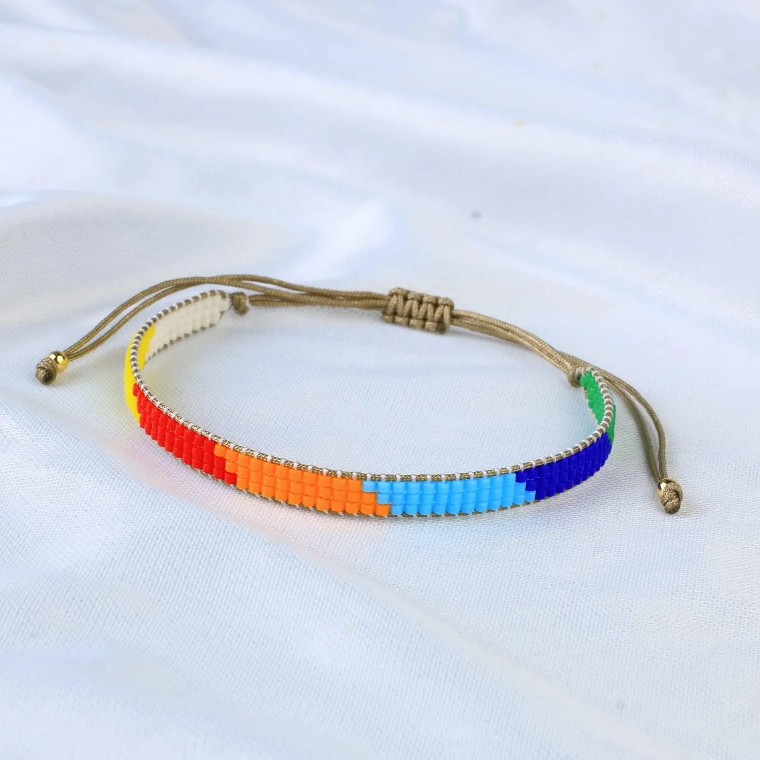 KELITCH Colorful Miyuki Beaded Bracelets Wax Rope Wrap Bracelets Delicated Handmade Multi-Pattern Bracelets Friendship Bracelets Bohemian Fashion Adjustment Beaded Bracelets for Women Jewelry