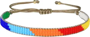 KELITCH Colorful Miyuki Beaded Bracelets Wax Rope Wrap Bracelets Delicated Handmade Multi-Pattern Bracelets Friendship Bracelets Bohemian Fashion Adjustment Beaded Bracelets for Women Jewelry