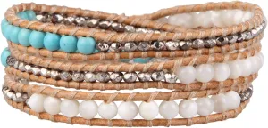 KELITCH Crystal Beaded Bracelets 3 Wrap Leather Bracelets Handmade Women Bracelets Jewelry