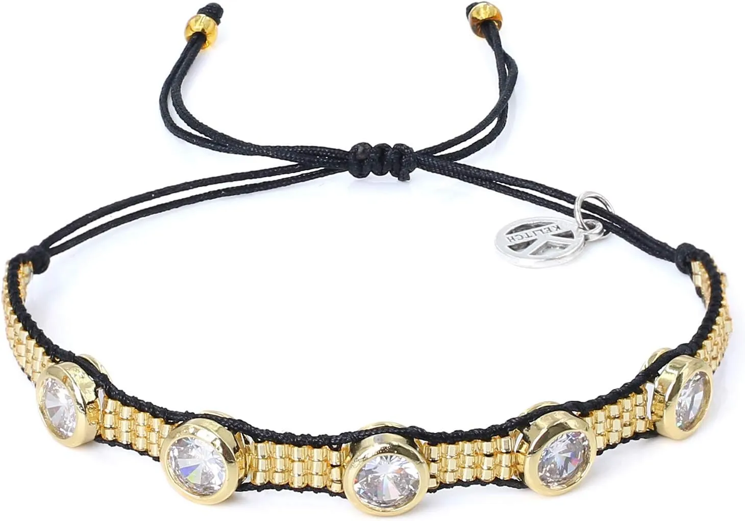KELITCH Crystal Beaded Bracelets Hand Woven Strand Bracelets Classic Bangles Bracelets For Women