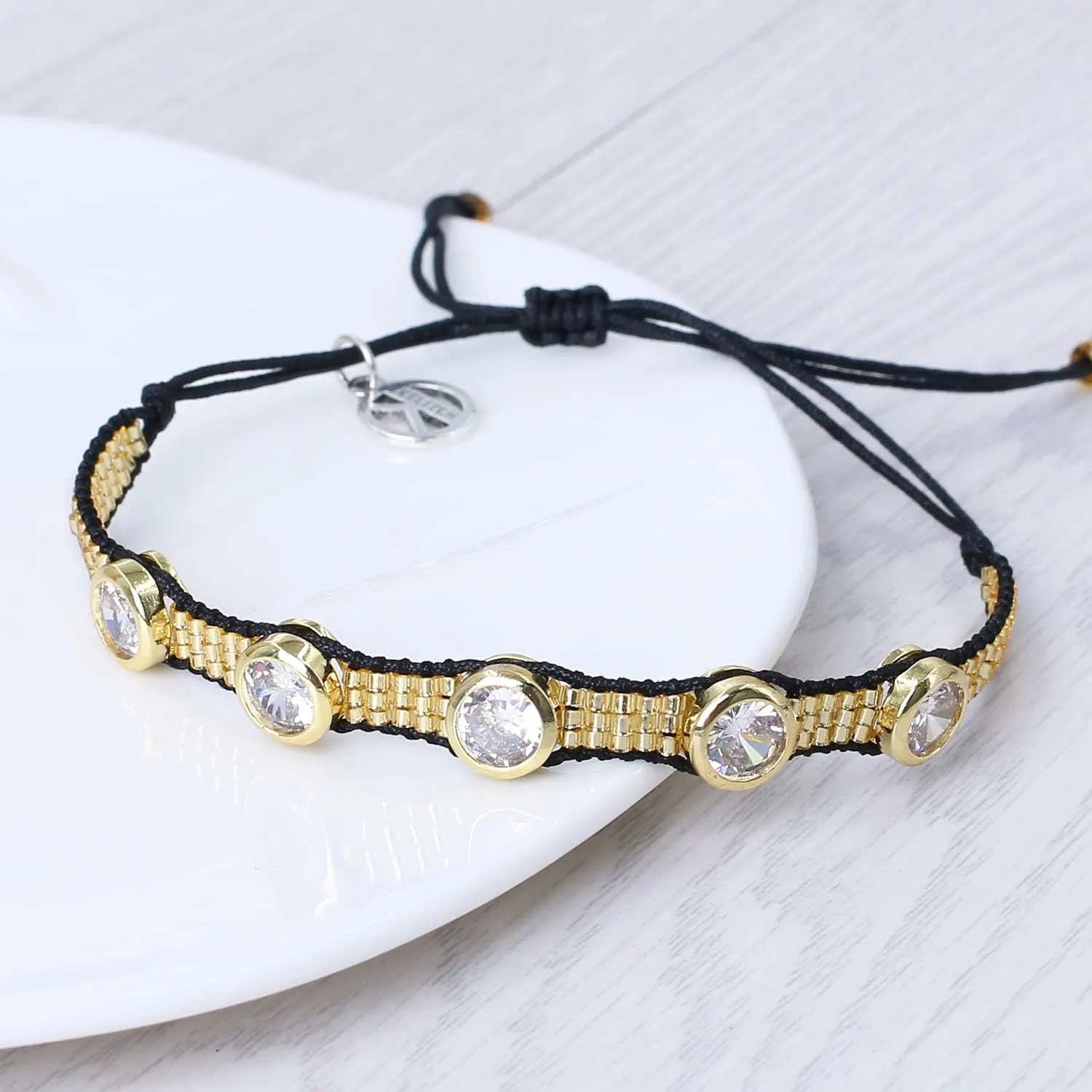 KELITCH Crystal Beaded Bracelets Hand Woven Strand Bracelets Classic Bangles Bracelets For Women