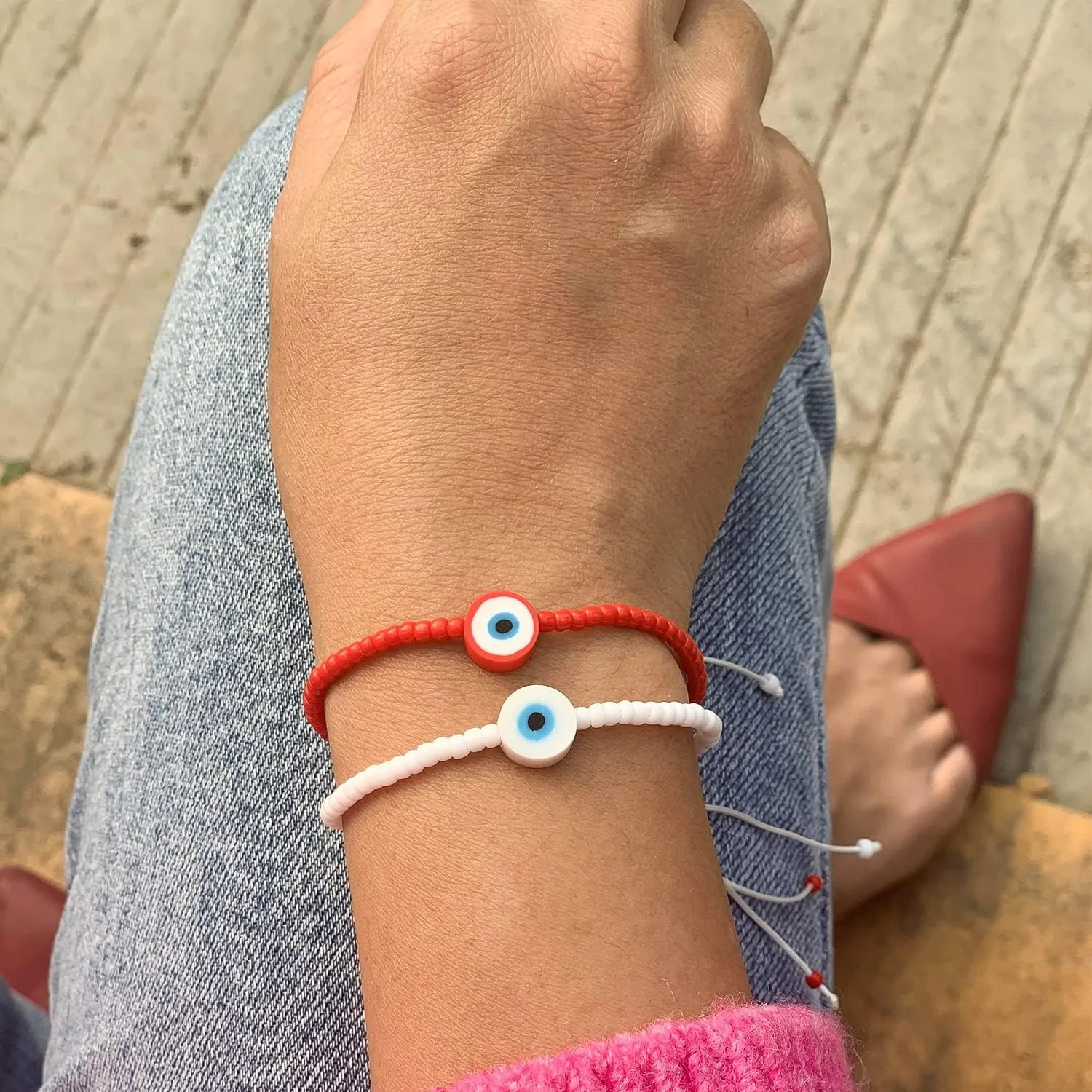 KELITCH Friendship Bracelets Handmade Eye Beaded Bracelets Adjustable Women Strand Rope Bracelets