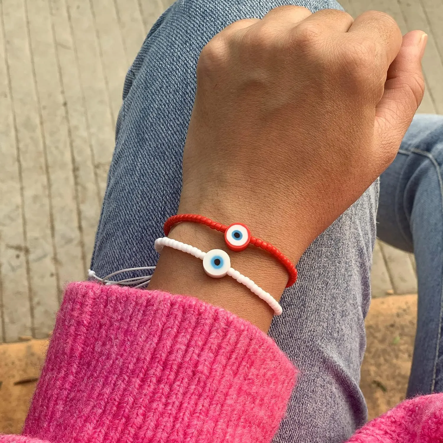 KELITCH Friendship Bracelets Handmade Eye Beaded Bracelets Adjustable Women Strand Rope Bracelets