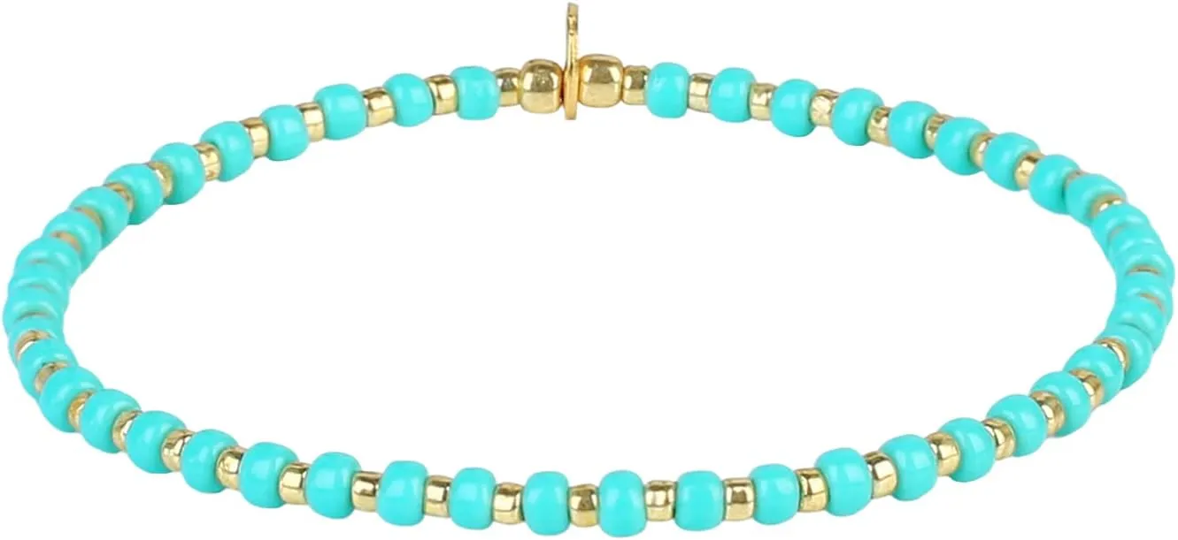 KELITCH Handmade Stretch Bracelets Friendship Bracelets Beach Bangles Colorful Gold Beaded Bracelets