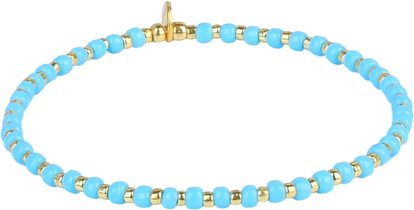 KELITCH Handmade Stretch Bracelets Friendship Bracelets Beach Bangles Colorful Gold Beaded Bracelets