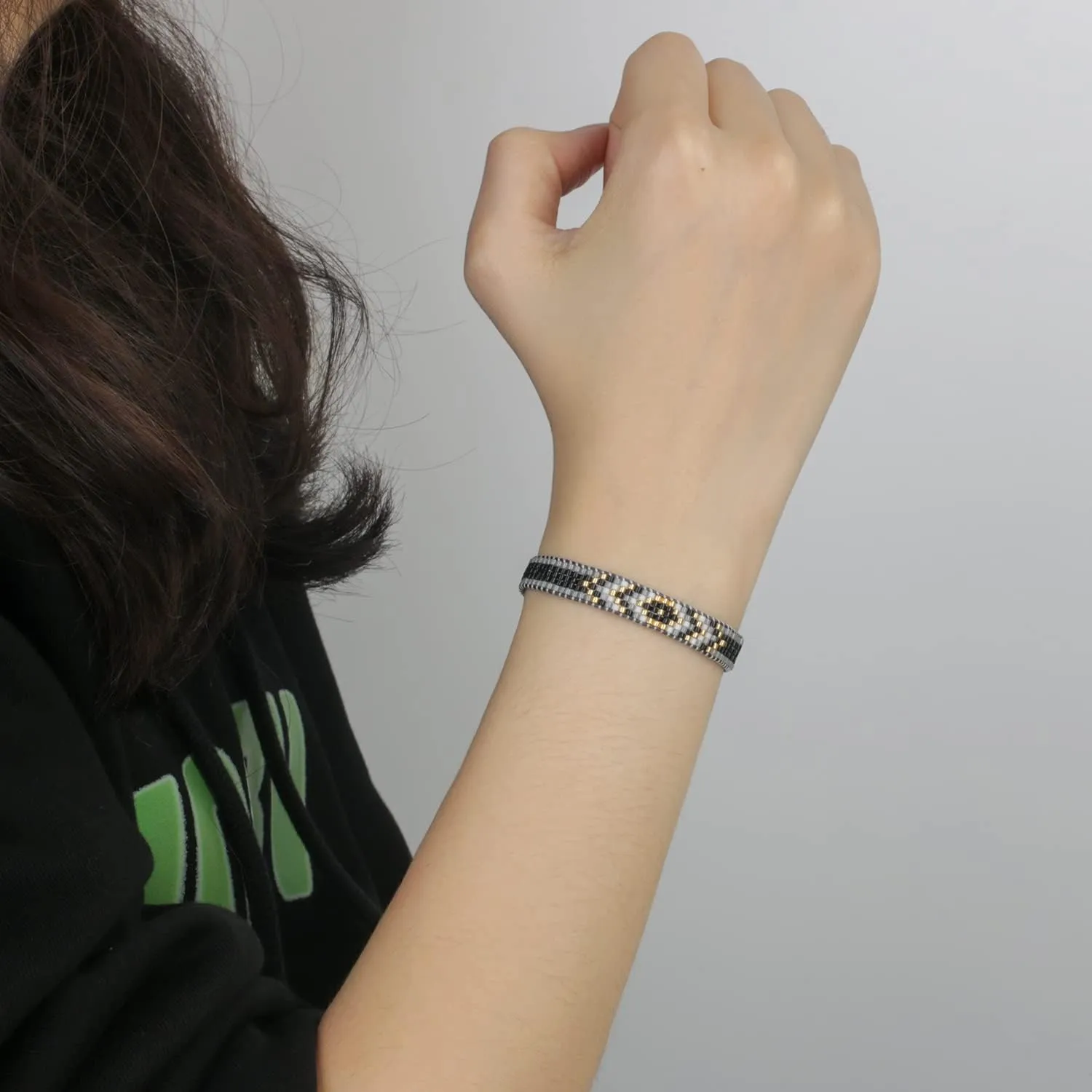 KELITCH Rainbow Miyuki Beaded Bracelets Square Pattern Bracelets Friendship Bracelets for Women Bangle