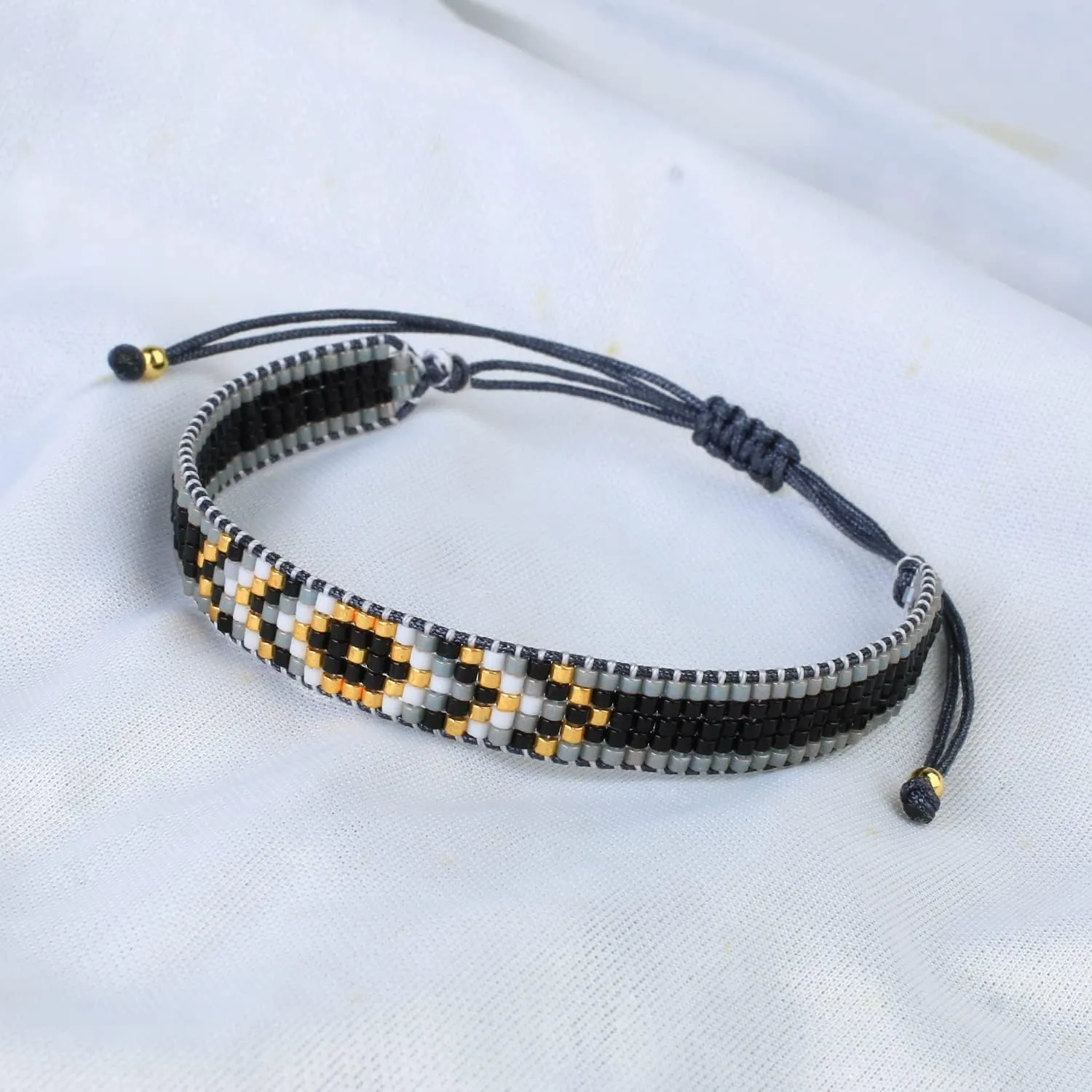 KELITCH Rainbow Miyuki Beaded Bracelets Square Pattern Bracelets Friendship Bracelets for Women Bangle