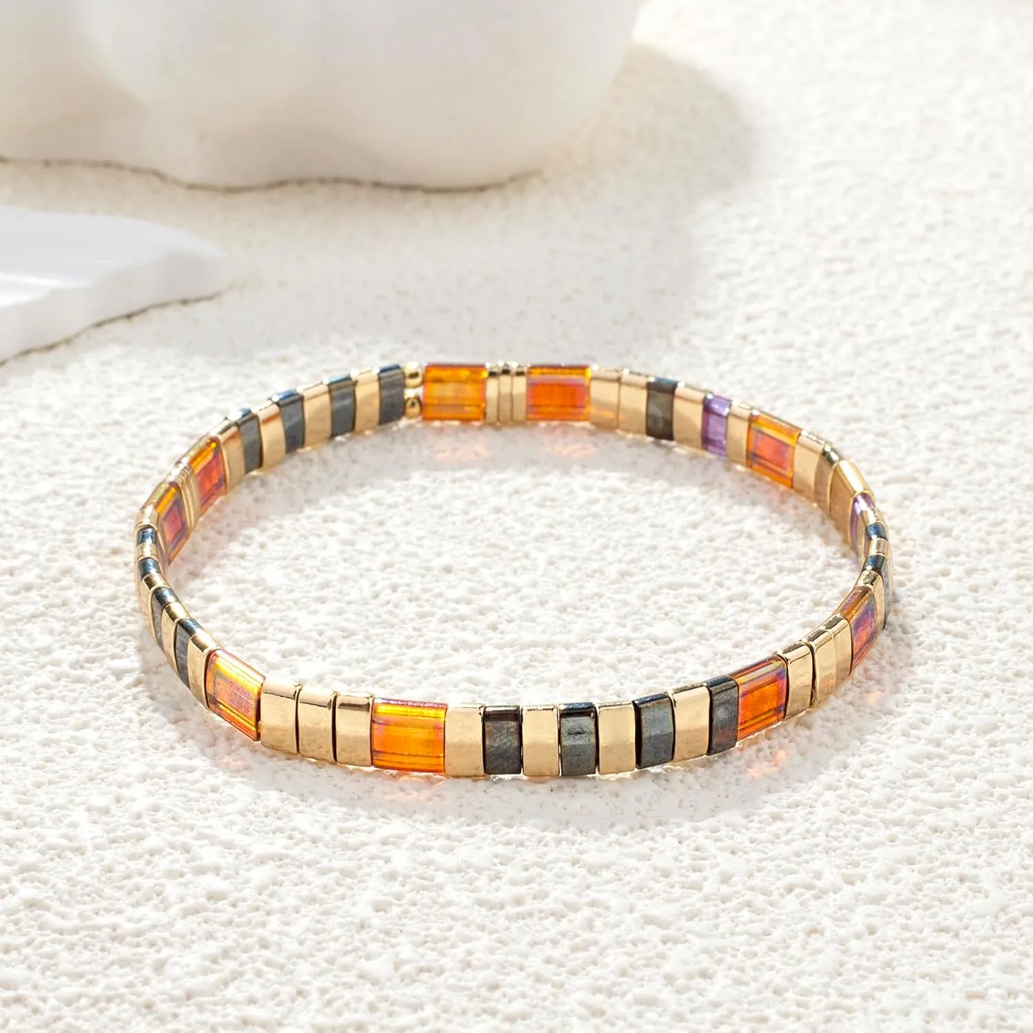 KELITCH Tila Miyuki Beads Bracelets Colorful Strand Stretch Bracelets Mixed Friendship Bracelets