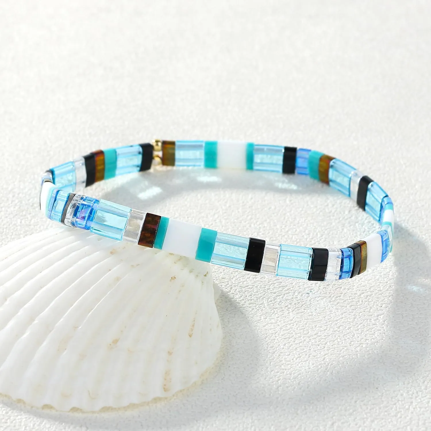 KELITCH Tila Miyuki Beads Bracelets Colorful Strand Stretch Bracelets Mixed Friendship Bracelets