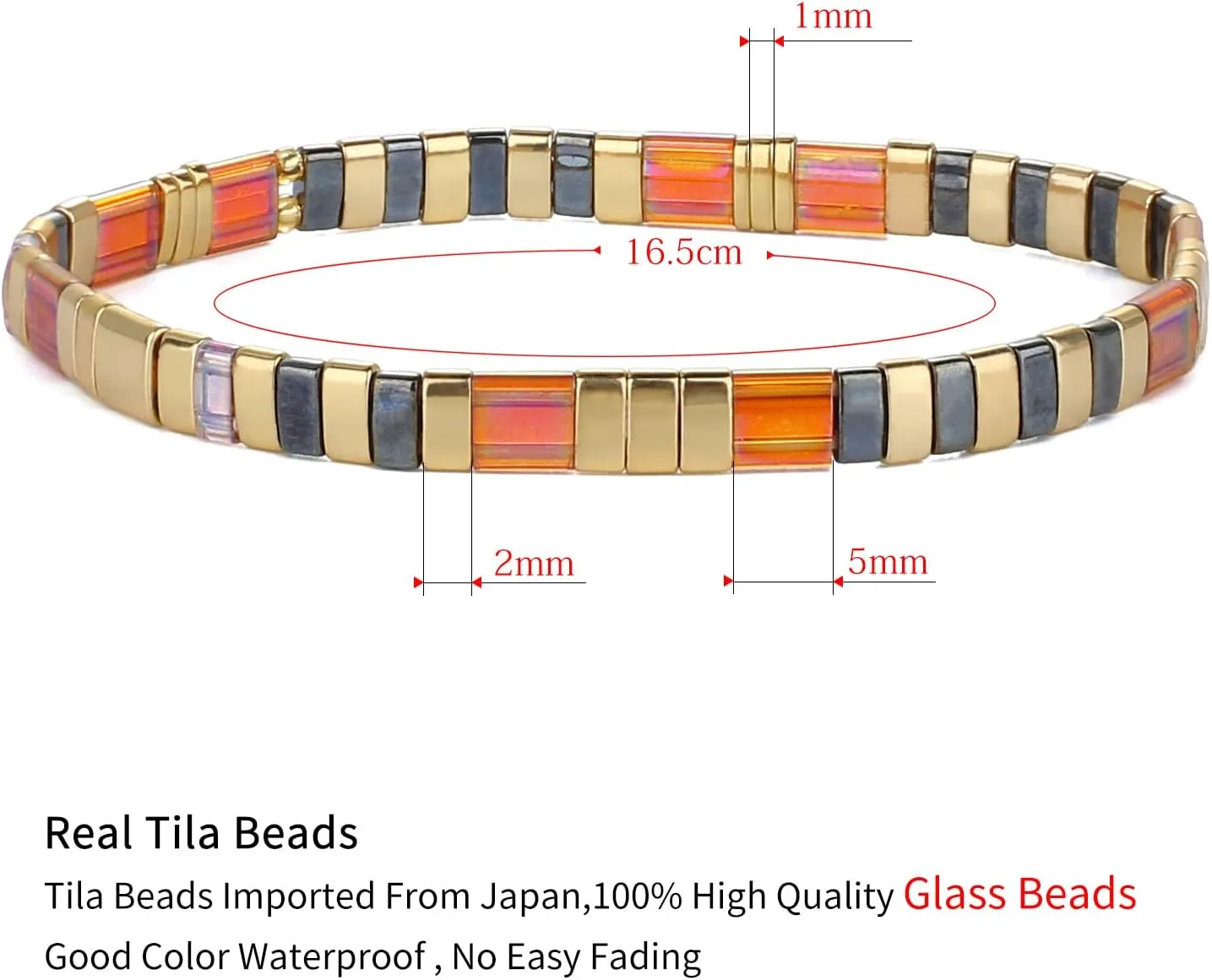 KELITCH Tila Miyuki Beads Bracelets Colorful Strand Stretch Bracelets Mixed Friendship Bracelets