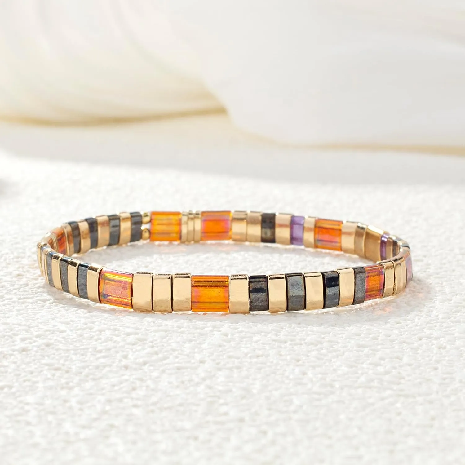 KELITCH Tila Miyuki Beads Bracelets Colorful Strand Stretch Bracelets Mixed Friendship Bracelets