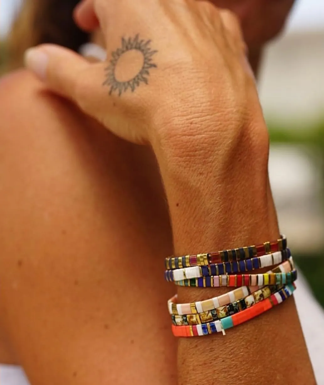 KELITCH Tila Miyuki Beads Bracelets Colorful Strand Stretch Bracelets Mixed Friendship Bracelets
