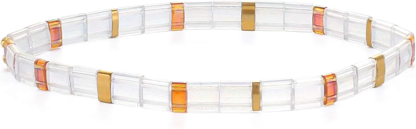 KELITCH Women Friendship Bracelets Tila Stretch Bracelets Boho Beach Bracelets Stackable - 07I