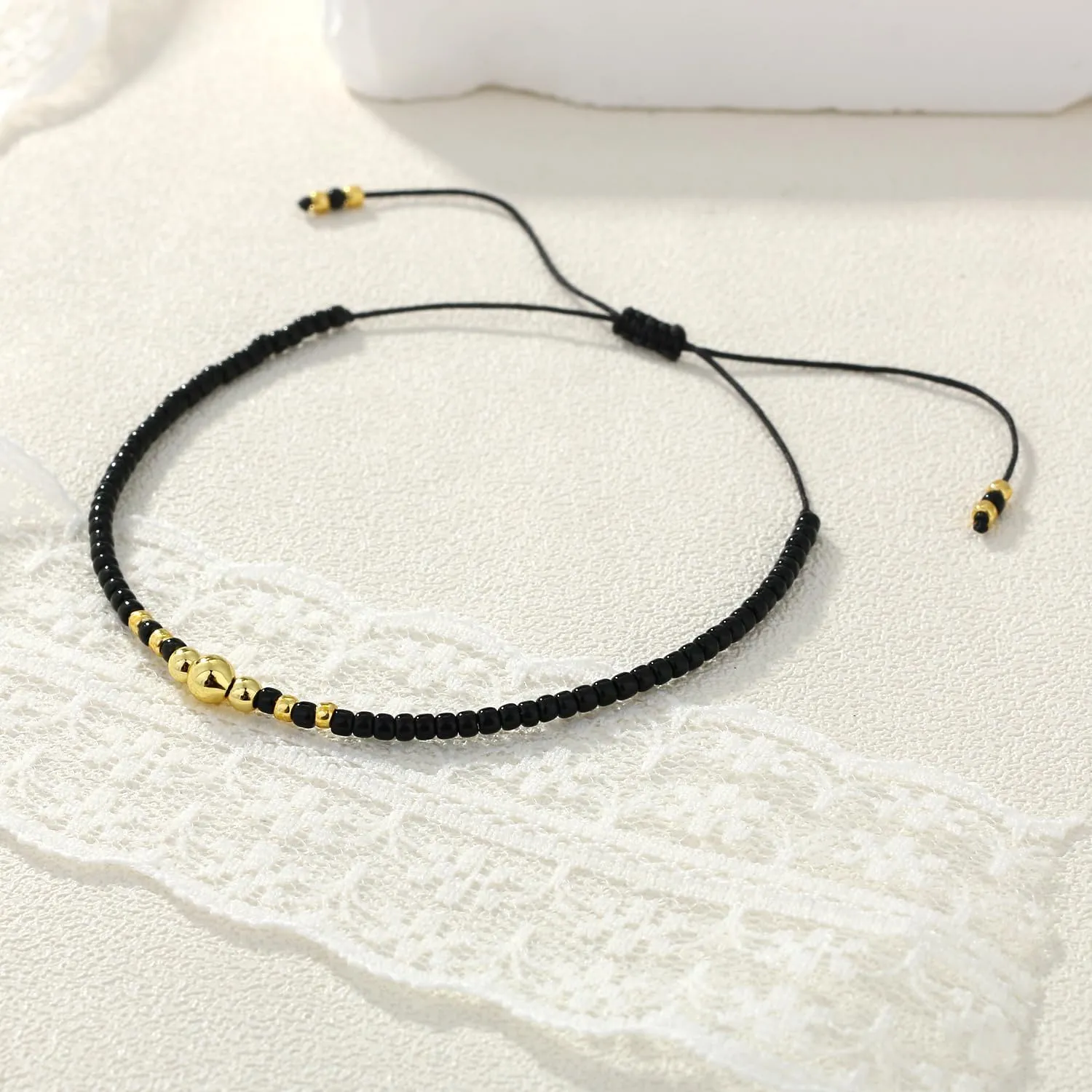 KELITCH Women Seed Beaded Bracelets Handmade Thin Strings Bracelets Gold Charm Bracelets