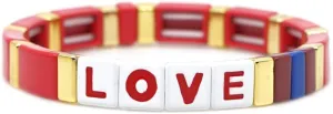 KELITCH Women Strand Bracelets Enamel Stretch Bracelets Love Color Beaded Friendship Bracelets