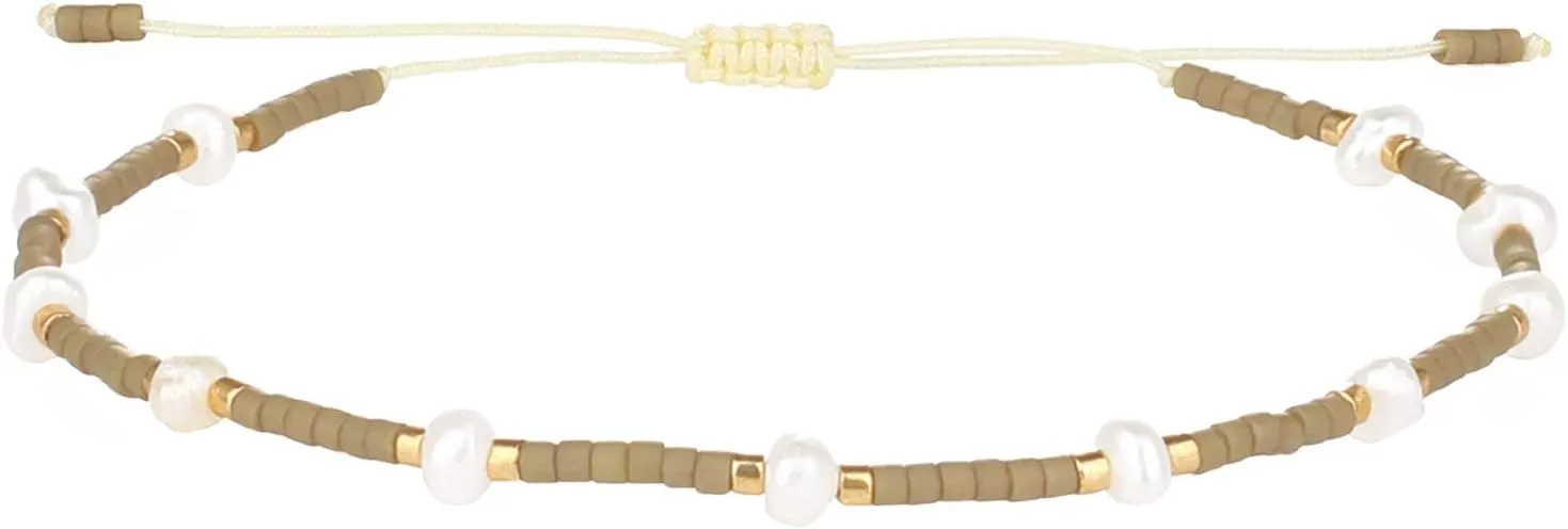 KELITCH Womens Pearl Friendship Bracelets Shell Miyuki Beads Strand Bracelets Pearl Bracelets