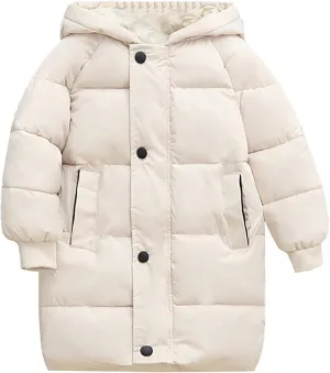 Kids Baby Solid Down Jacket Long Cotton Puffer Padded Coat Boys Warm Clothes Girls Winter Hoodie Thicken