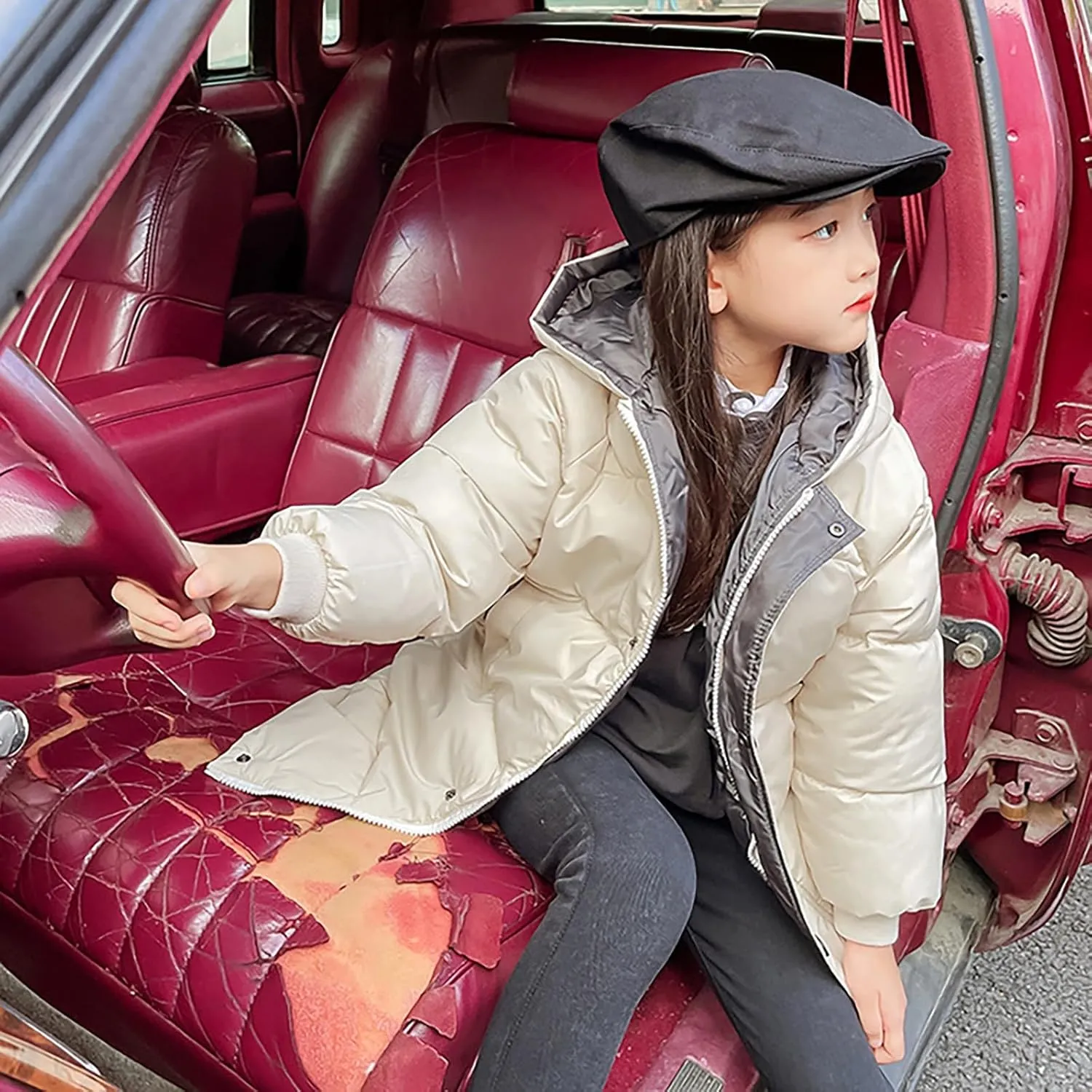 Kids Baby Solid Down Jacket Long Cotton Puffer Padded Coat Boys Warm Clothes Girls Winter Hoodie Thicken