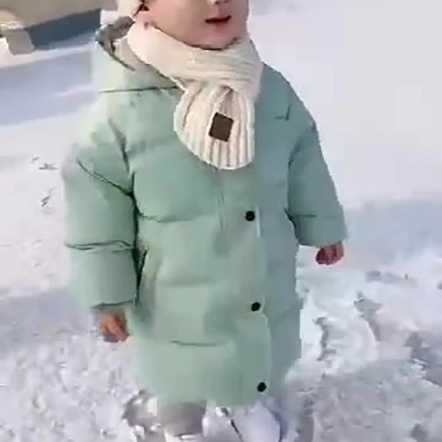 Kids Baby Solid Down Jacket Long Cotton Puffer Padded Coat Boys Warm Clothes Girls Winter Hoodie Thicken