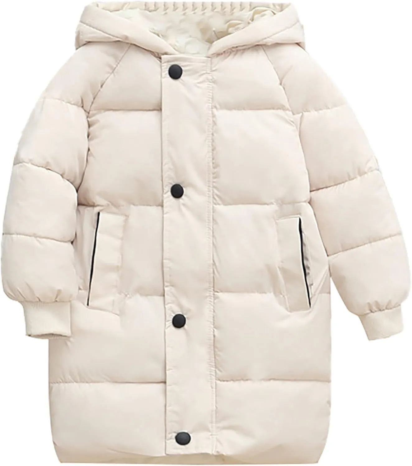 Kids Baby Solid Down Jacket Long Cotton Puffer Padded Coat Boys Warm Clothes Girls Winter Hoodie Thicken