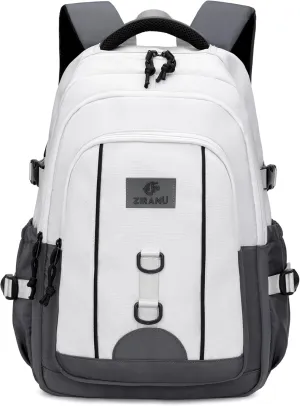 Kids Backpack for Boys & Girls, Middle School Backpacks for Teens Boys, Elementary Student Bookbag School Bags for Boys Casual Daypack,Grey-white